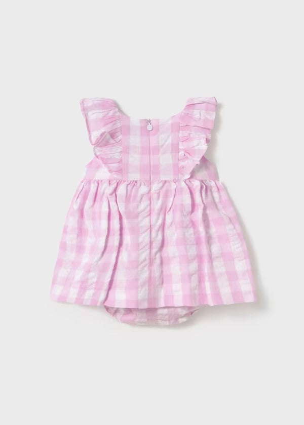 Mayoral Mauve Check Smocked Front Dress