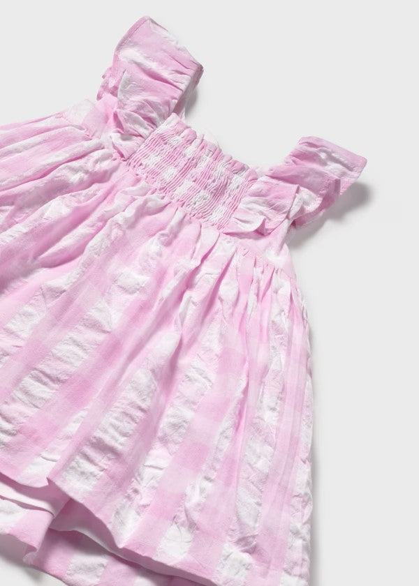 Mayoral Mauve Check Smocked Front Dress