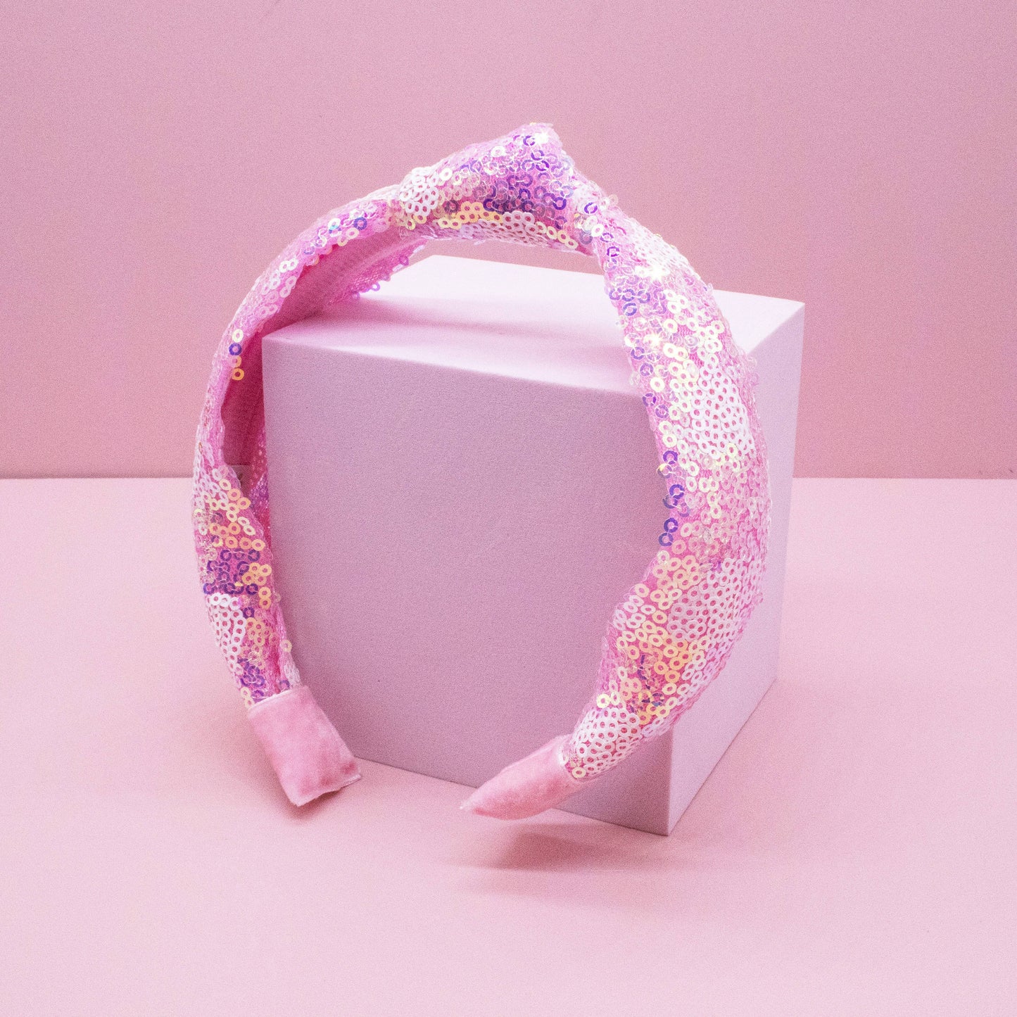 Pink Sequin Heart Headband