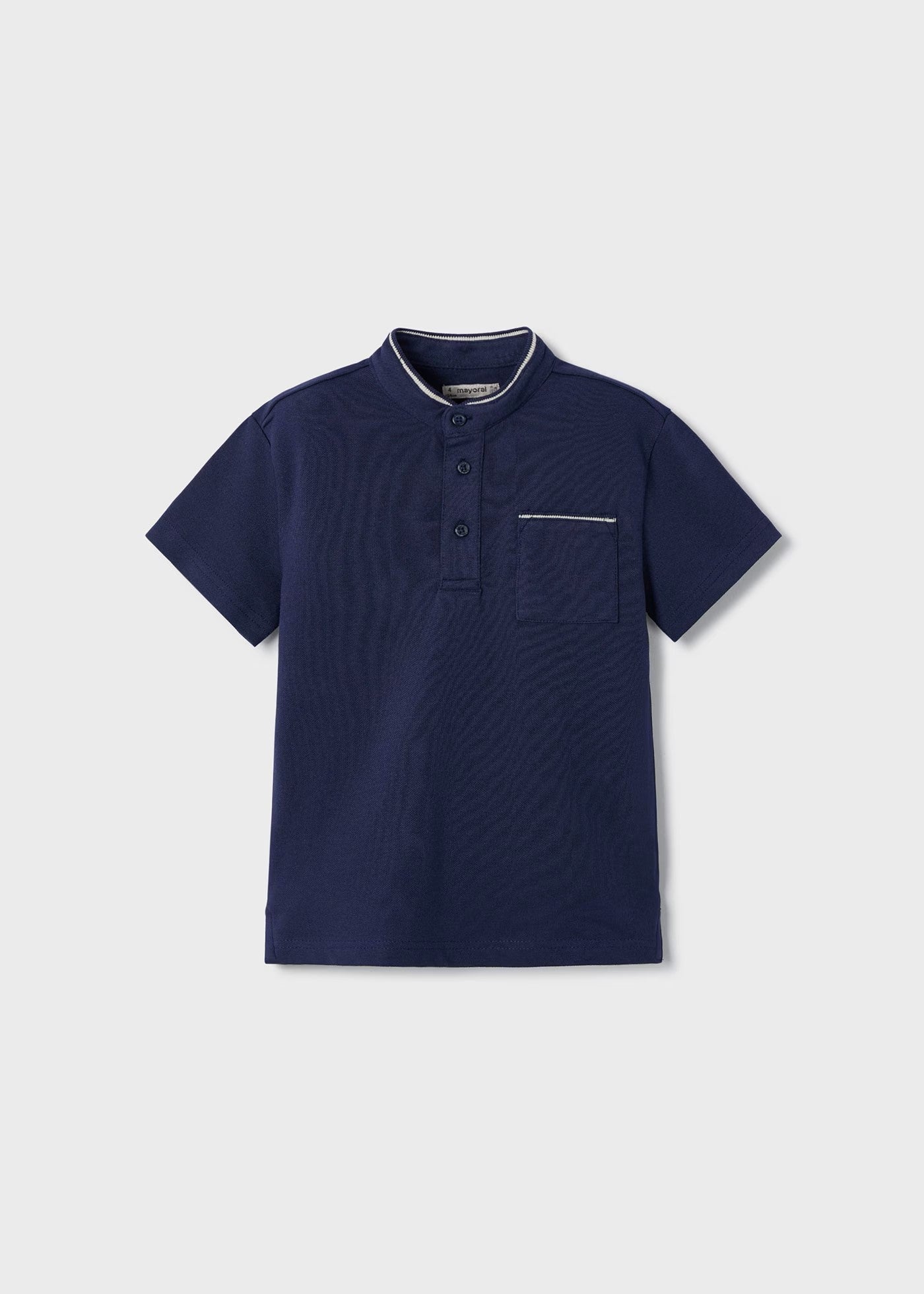 Mayoral Navy Mandarin Neck Shirt