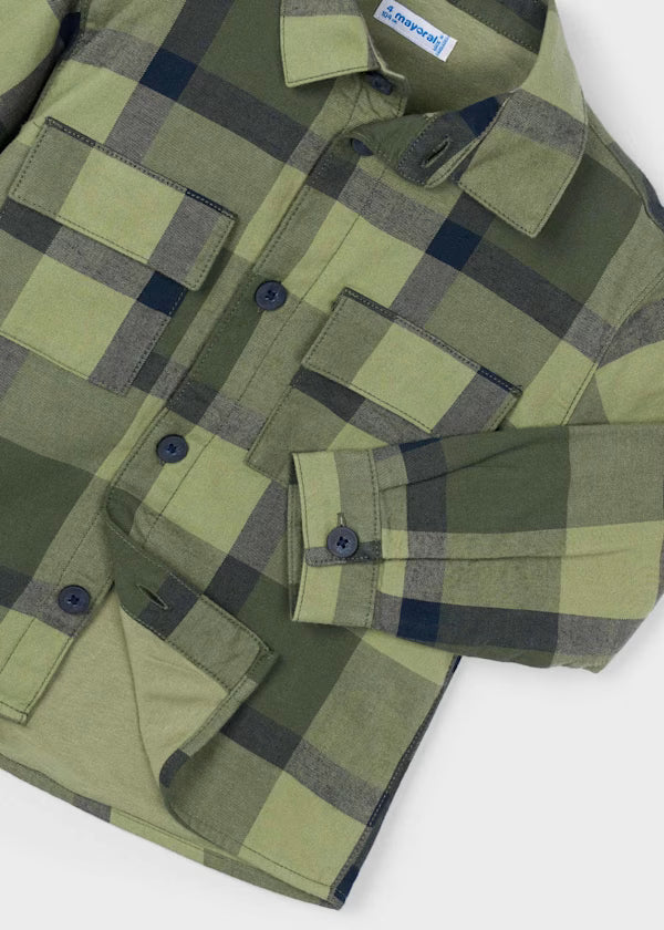 Mayoral Olive Plaid Overshirt