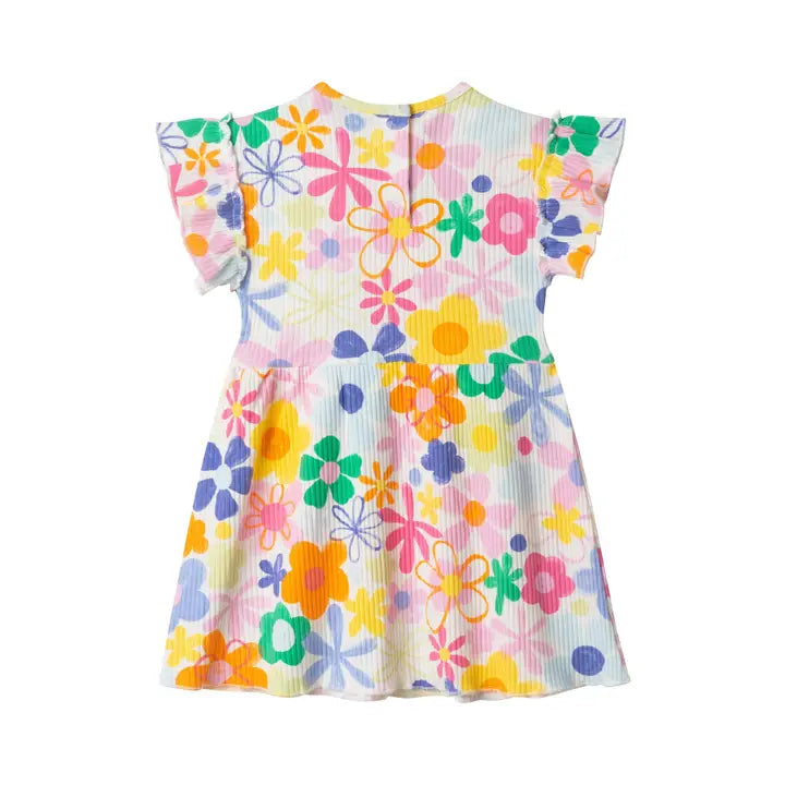 Andy & Evan White Floral Ribbed Dress
