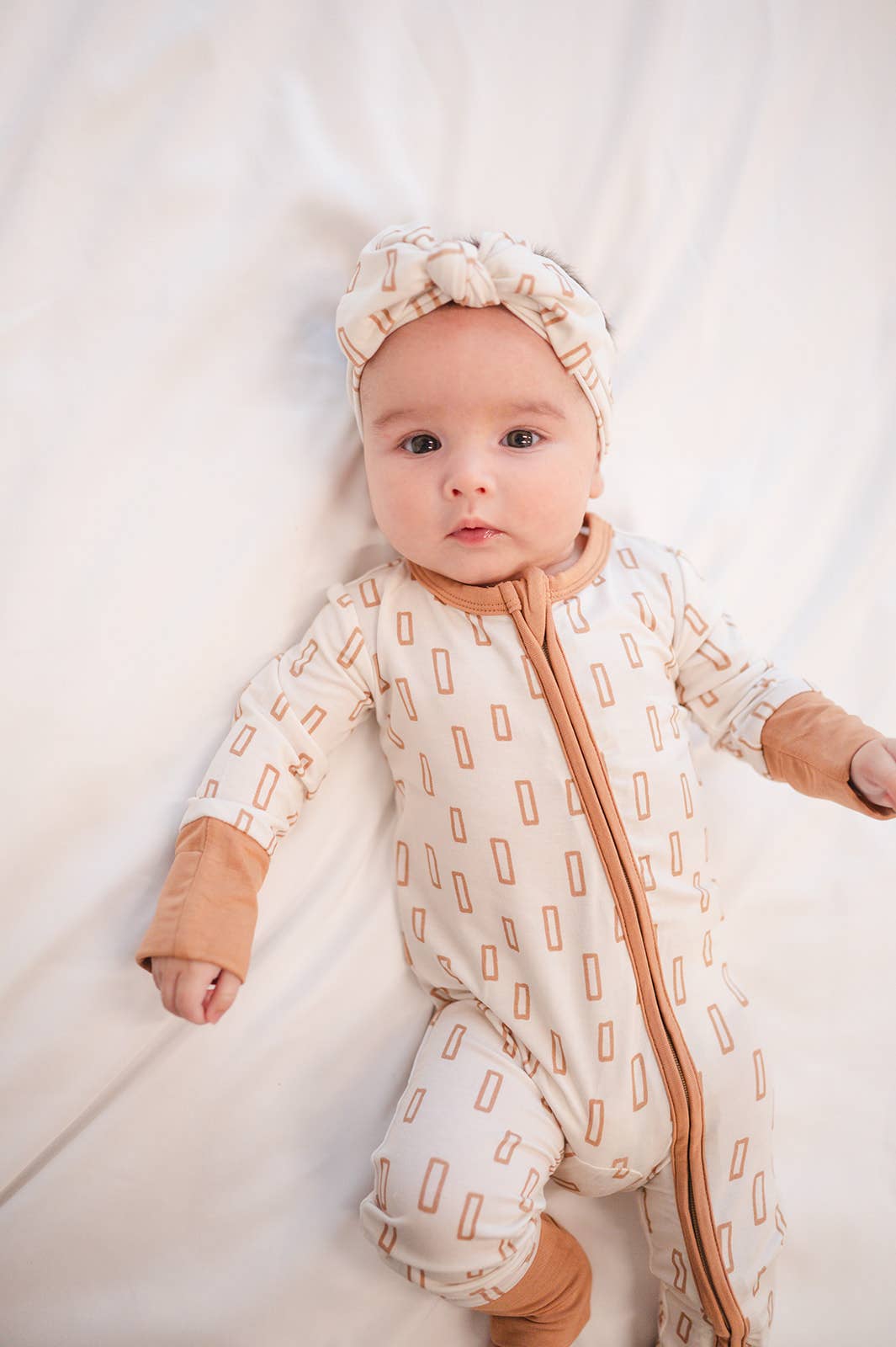 Neutral Rectangles Zipper Romper