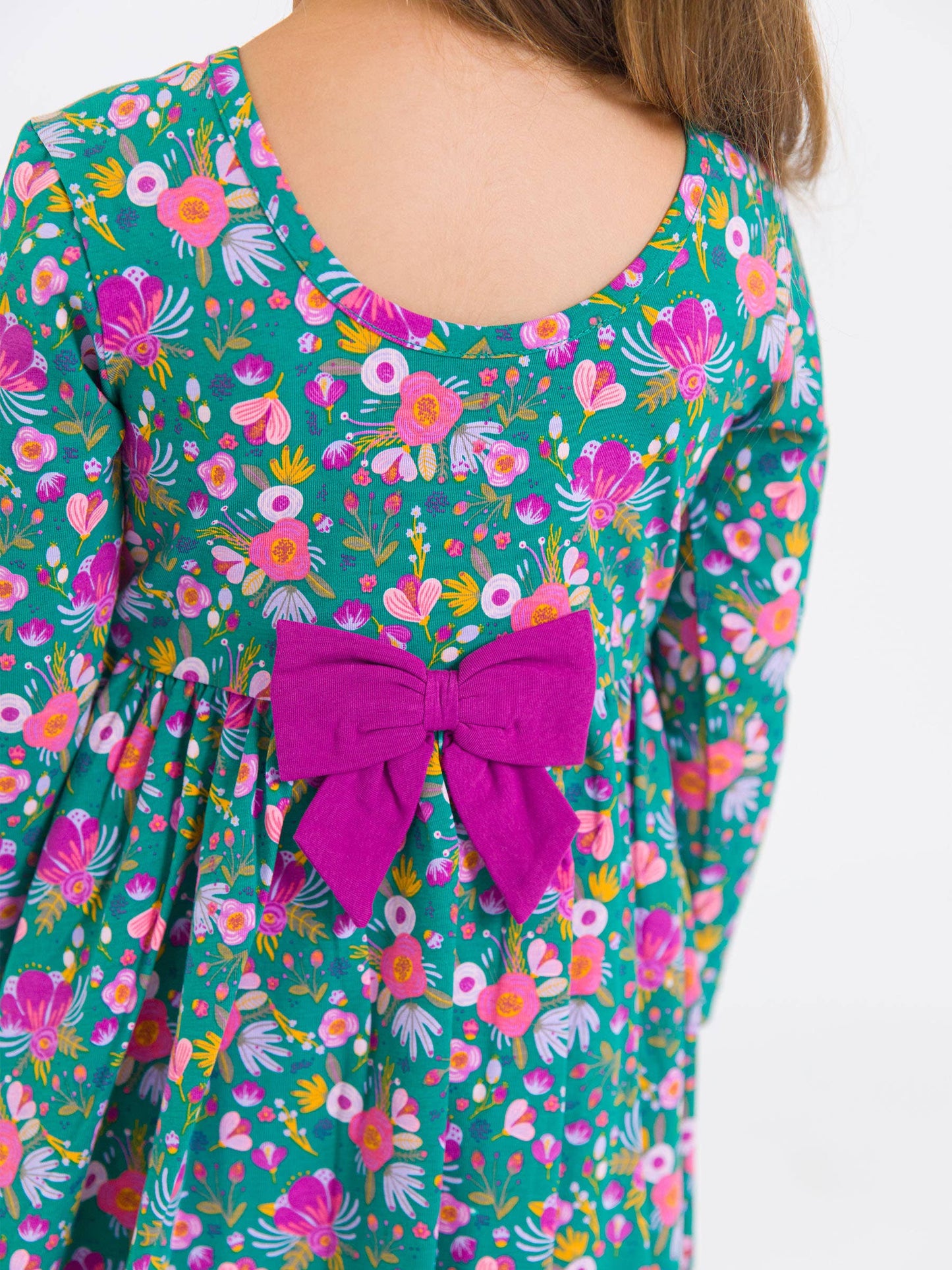 RuffleButts Emerald Floral Twirl Dress