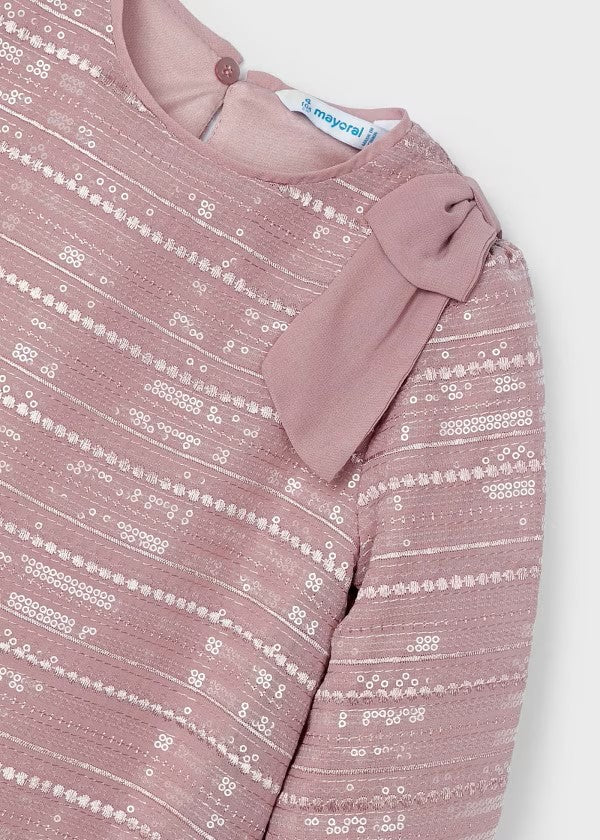 Mayoral Rose Sequin Stripe Dress