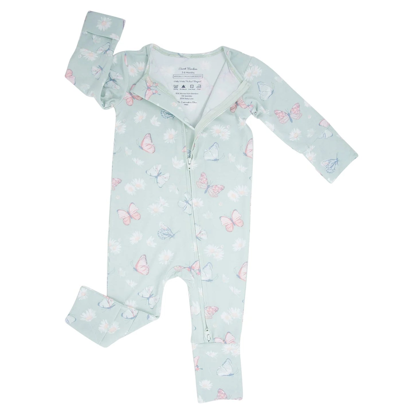 Sweet Bamboo Butterfly Daisy Mint Romper