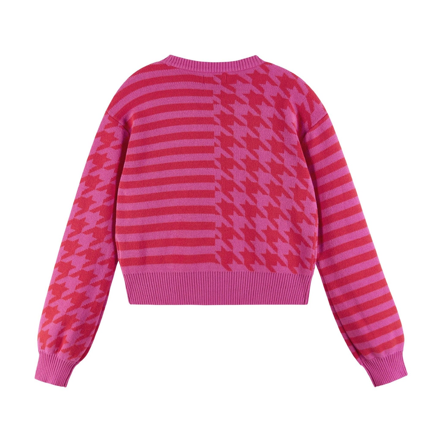 Houndstooth N' Striped Cropped Cardigan