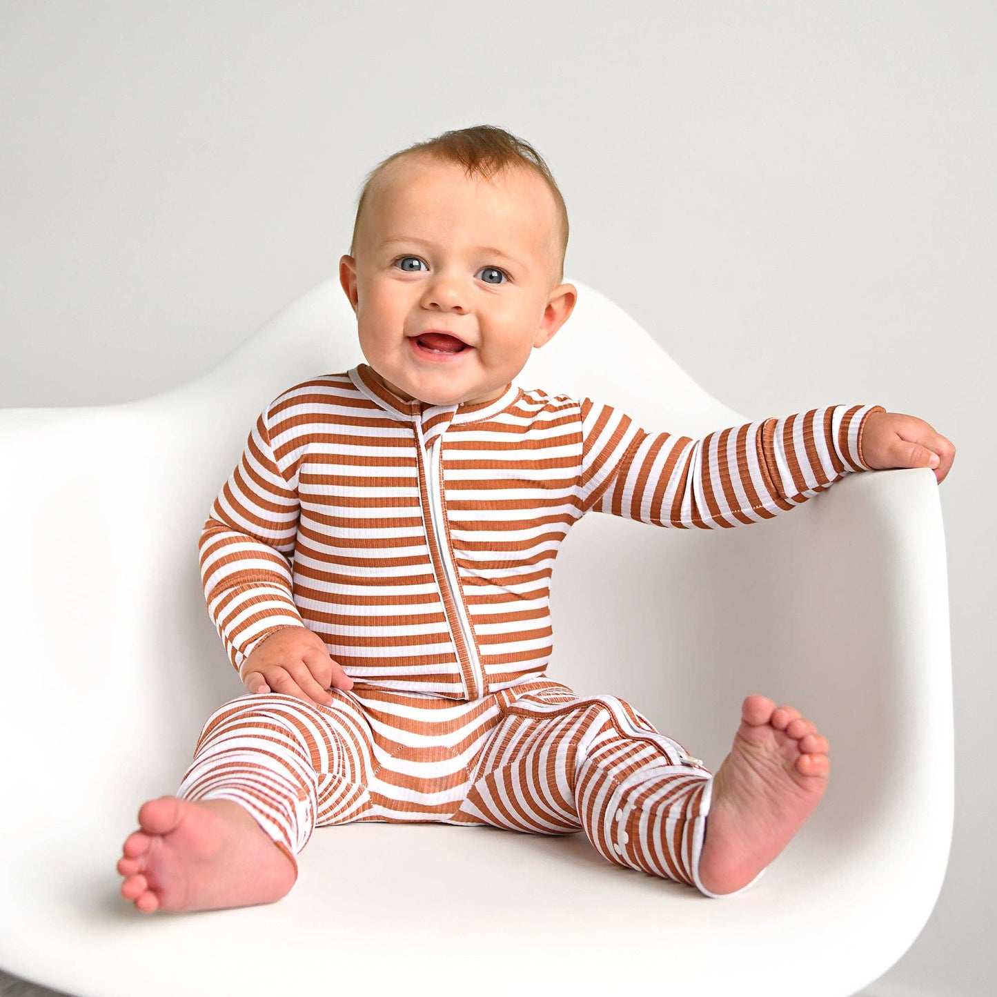 Chase Brown Ribbed Zip Romper