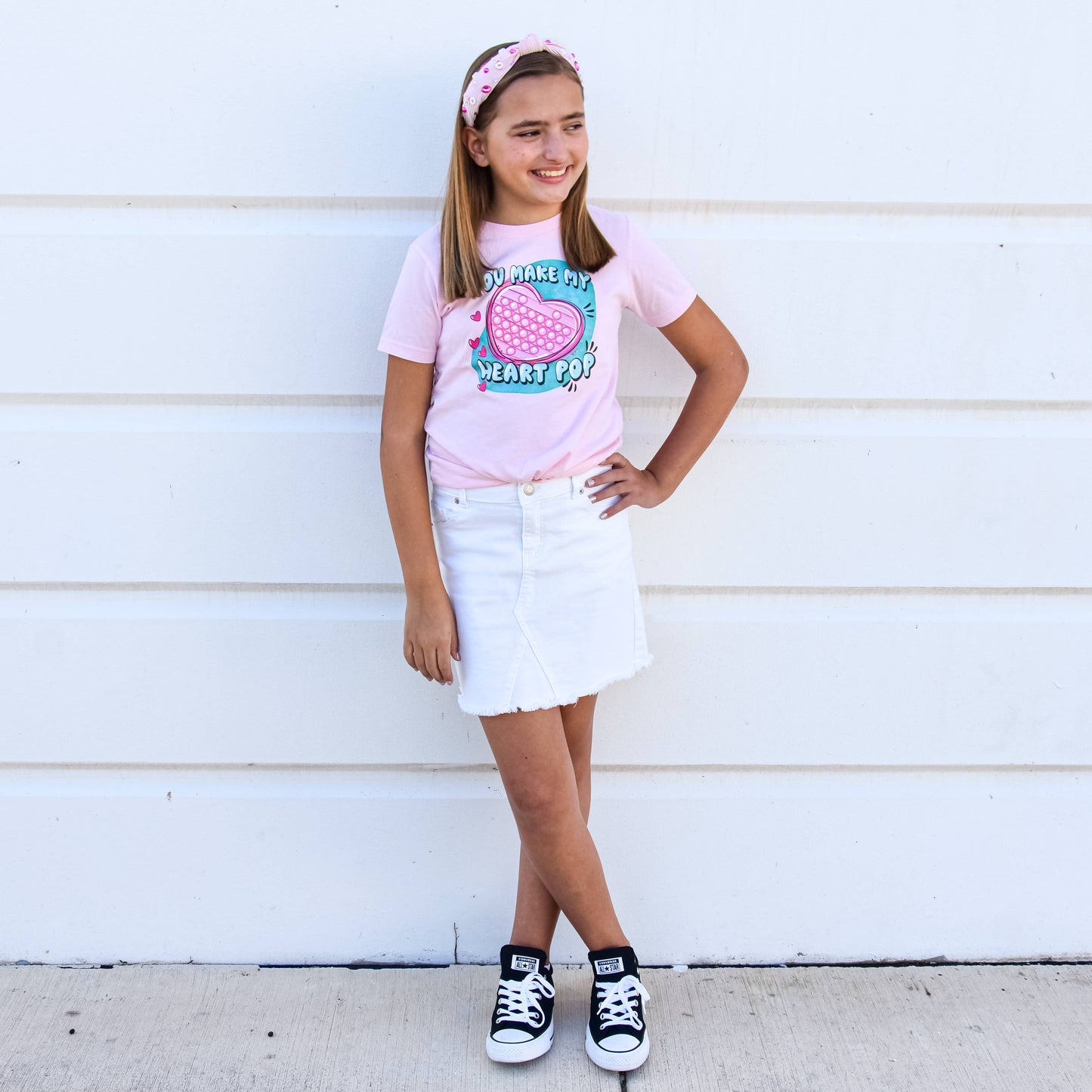 Kids Embellished Knot Headband - Beaded Valentine's Day
