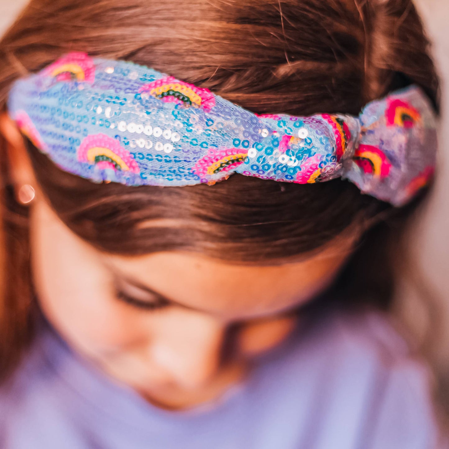 Rainbow Sequin Knot Headband