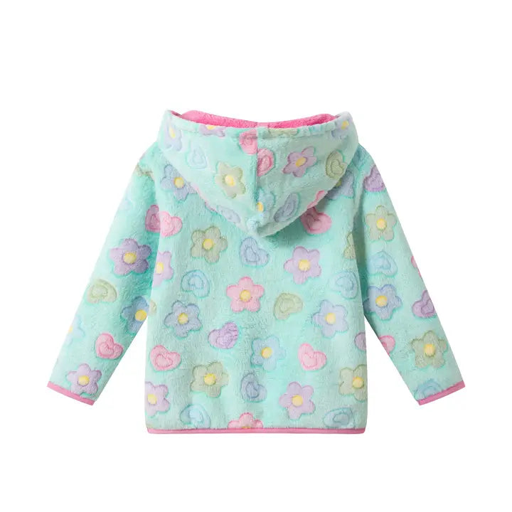 Andy & Evan Aqua Floral Plush Hoodie