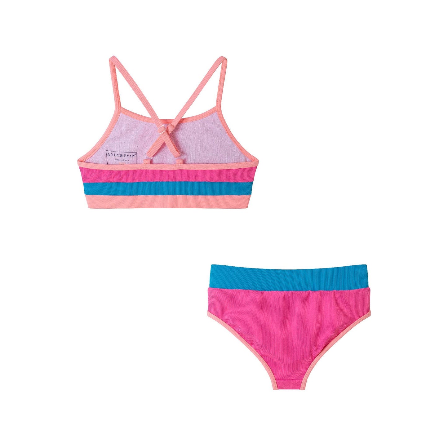 Andy & Evan Pink Color Block Two Piece Swimsuit