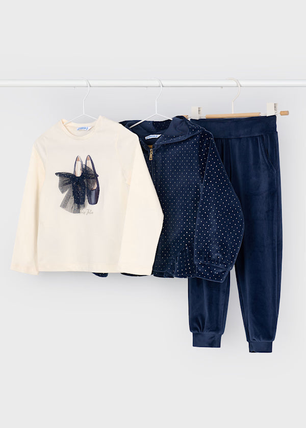 Mayoral Navy Sparkle Velour Tracksuit