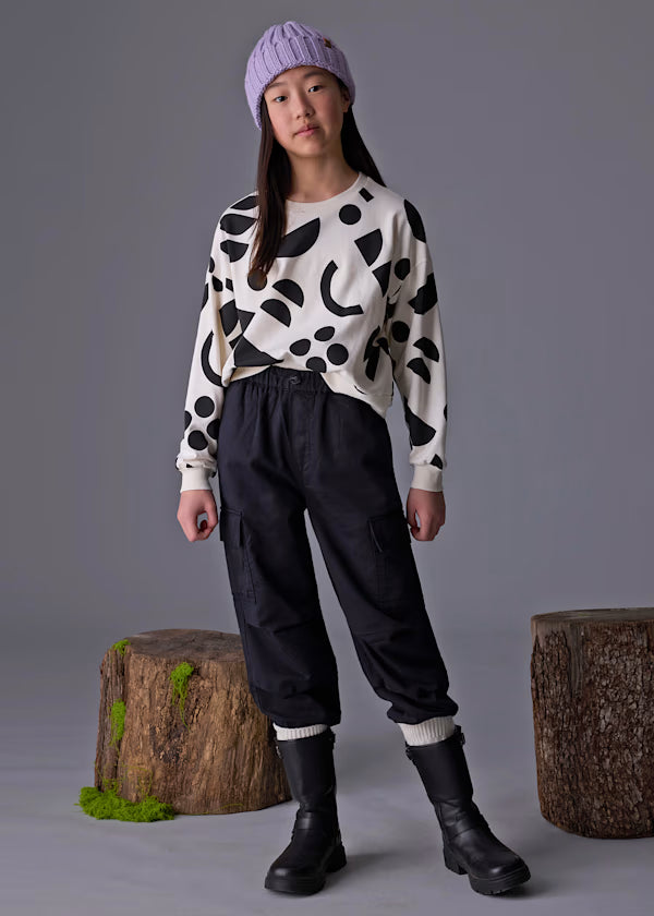 Mayoral Black Knit Cargo Jogger Pant