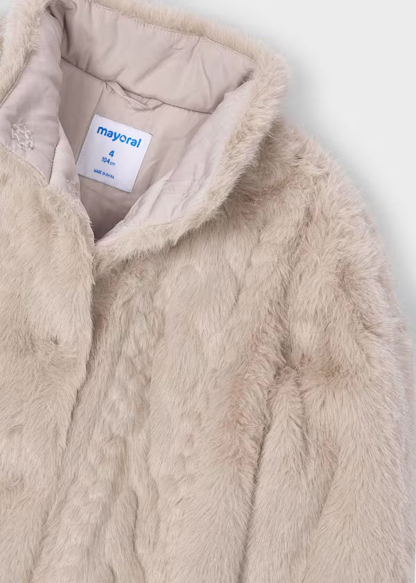 Mayoral Walnut Faux Fur Coat
