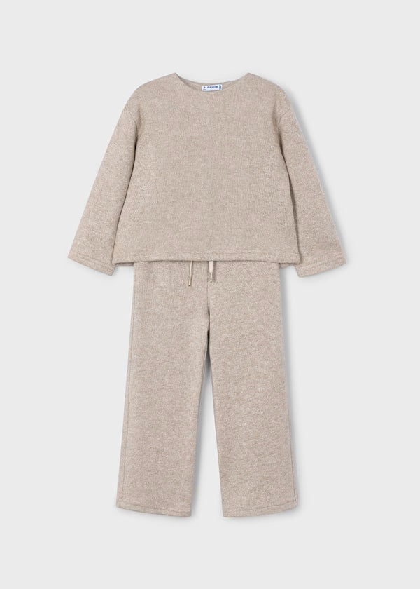 Mayoral Toffee Sparkle Bow Knit Set