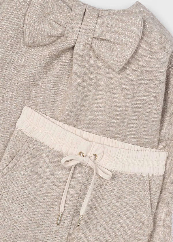 Mayoral Toffee Sparkle Bow Knit Set