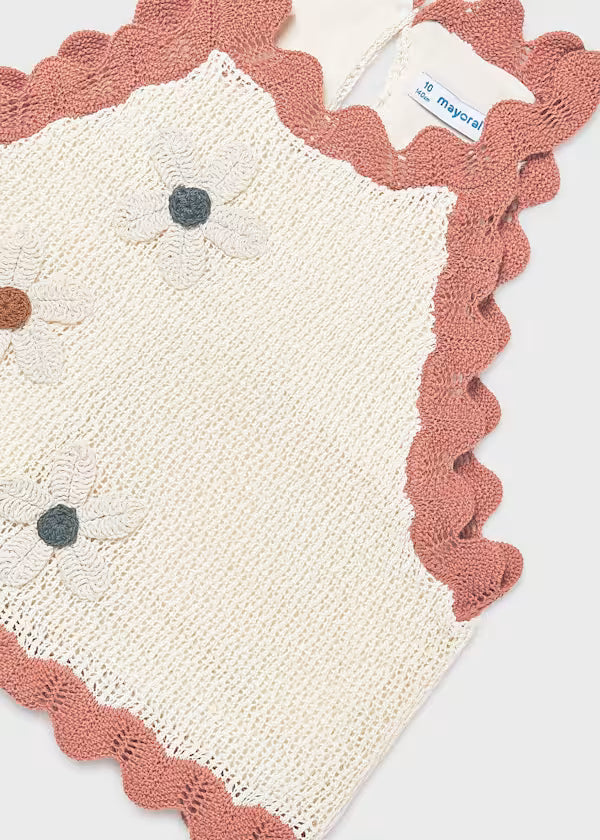 Mayoral Clay Knit Flower Tank