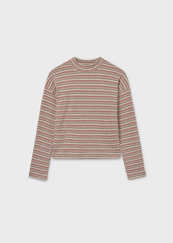 Mayoral Blush Stripe Mock Sweater