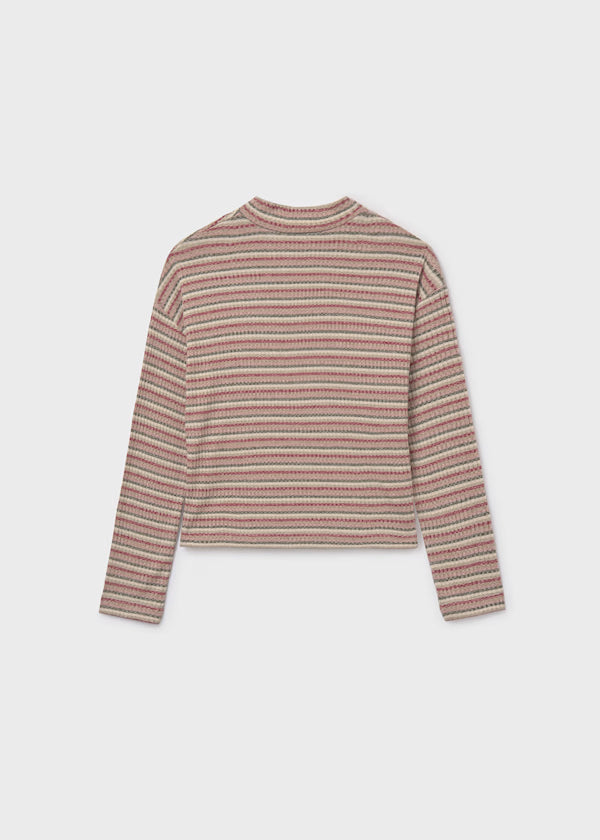 Mayoral Blush Stripe Mock Sweater