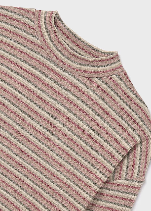 Mayoral Blush Stripe Mock Sweater
