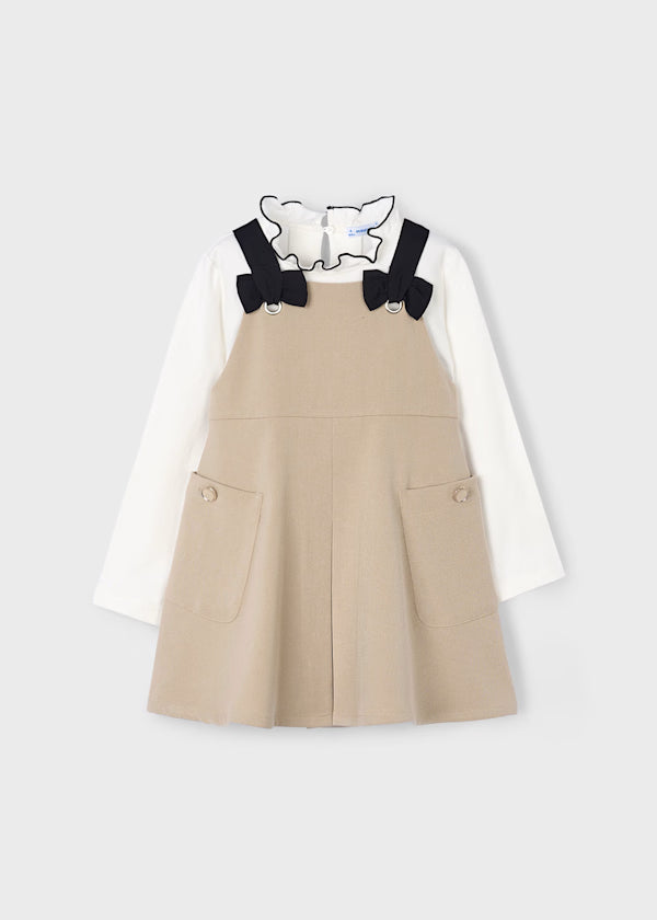 Mayoral Taupe Pinafore Pocket Dress
