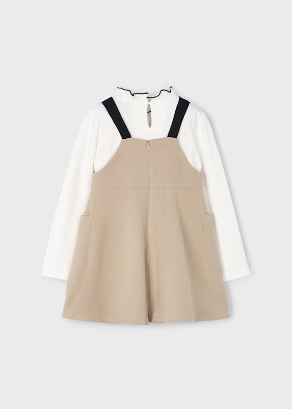 Mayoral Taupe Pinafore Pocket Dress
