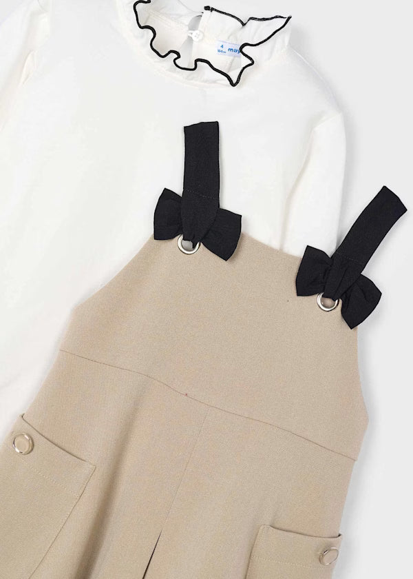 Mayoral Taupe Pinafore Pocket Dress