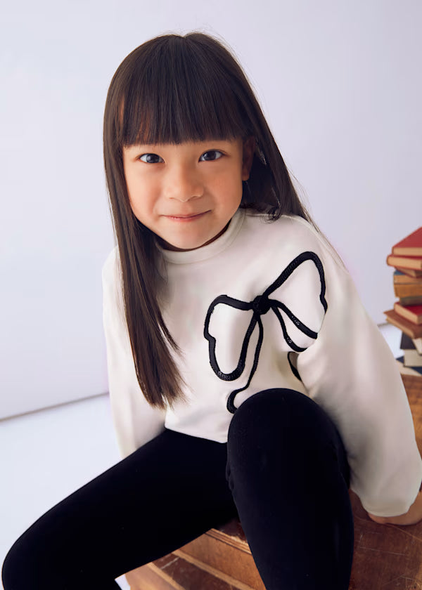 Mayoral Black Sequin Bow Set