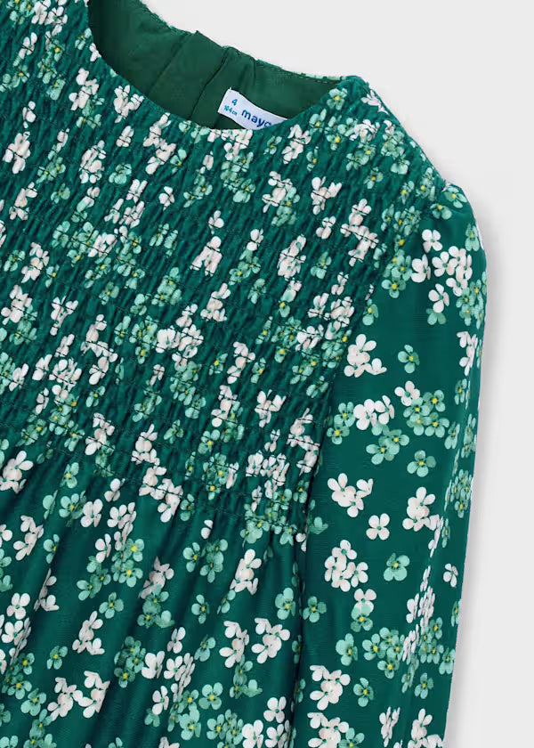 Mayoral Water Lily Floral Velvet Dress