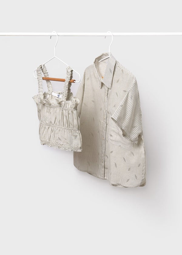 Mayoral Khaki Stripe Blouse Set