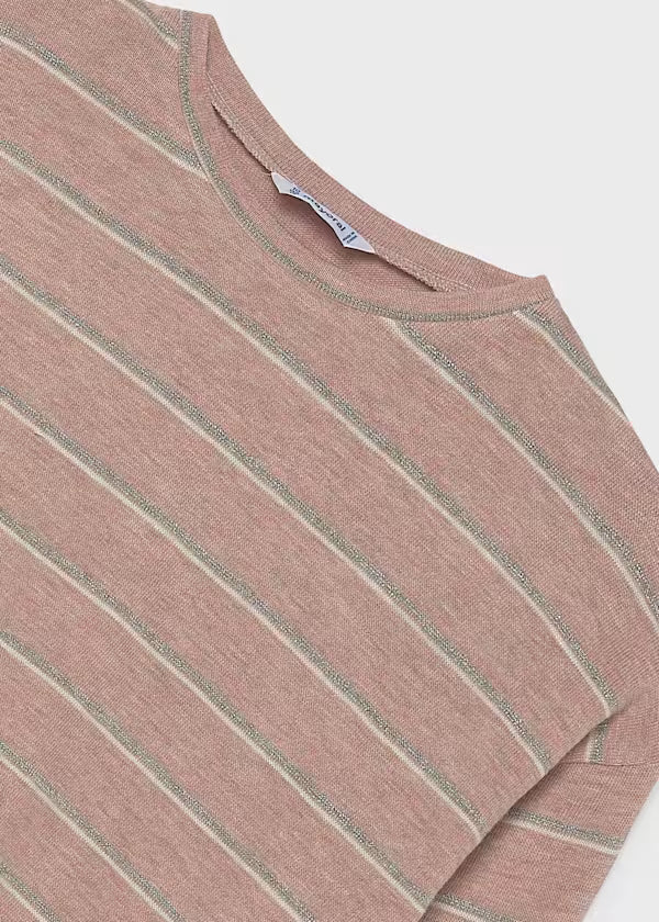 Mayoral Blush Silver Stripe Top
