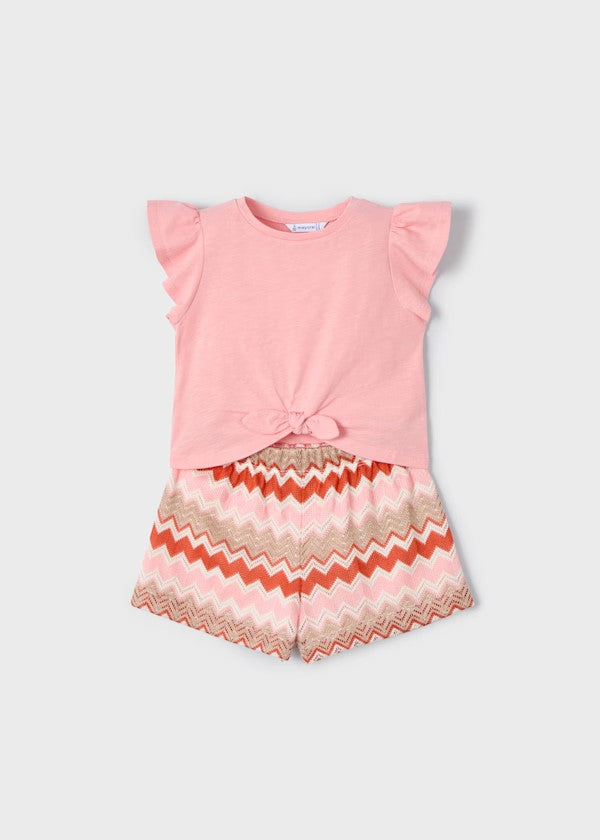Mayoral Salmon Zig Zag Short Set