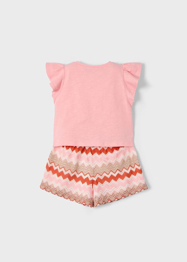 Mayoral Salmon Zig Zag Short Set