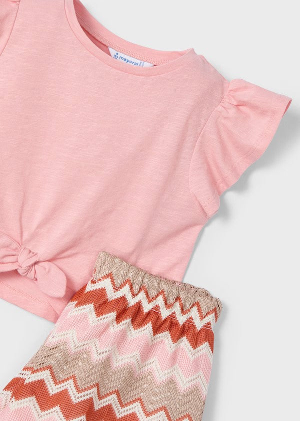 Mayoral Salmon Zig Zag Short Set