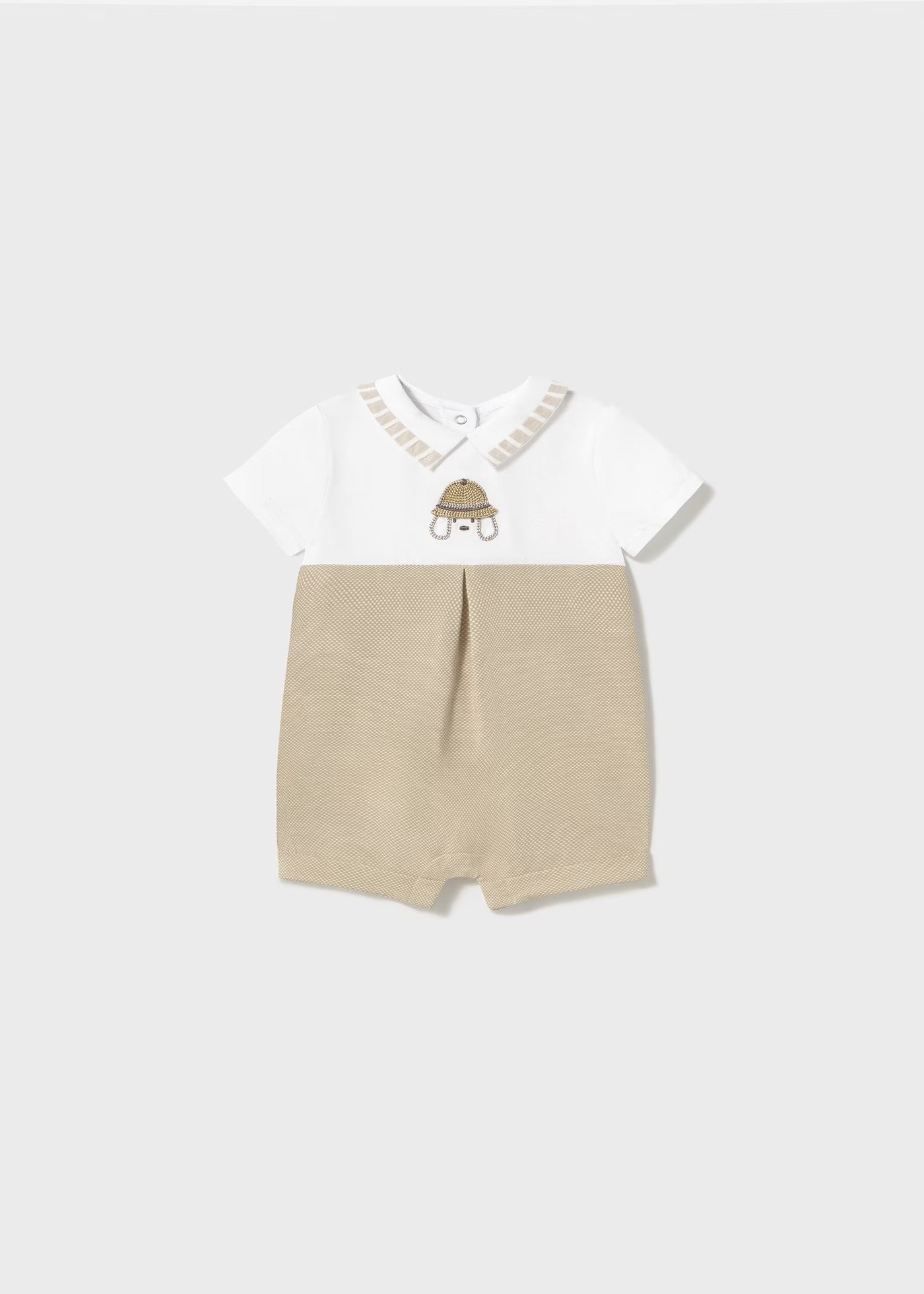 Mayoral Embroidered Dog Collared Romper