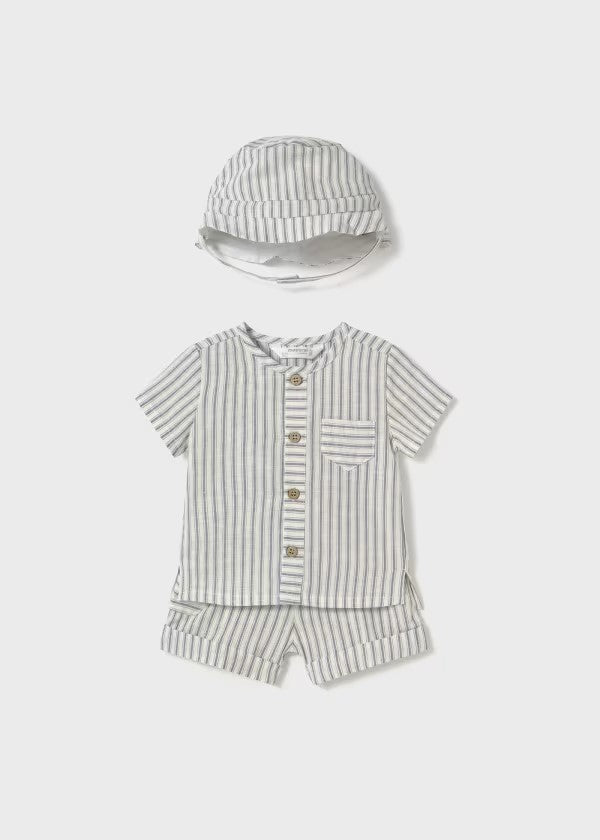 Mayoral Natural Stripe Button Down Set