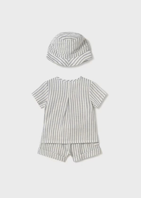 Mayoral Natural Stripe Button Down Set