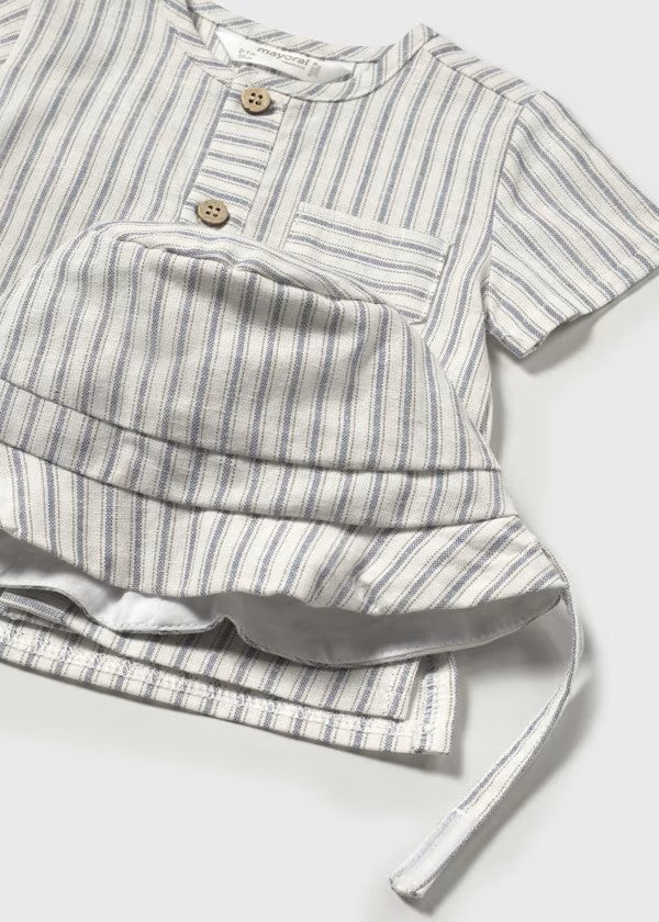 Mayoral Natural Stripe Button Down Set