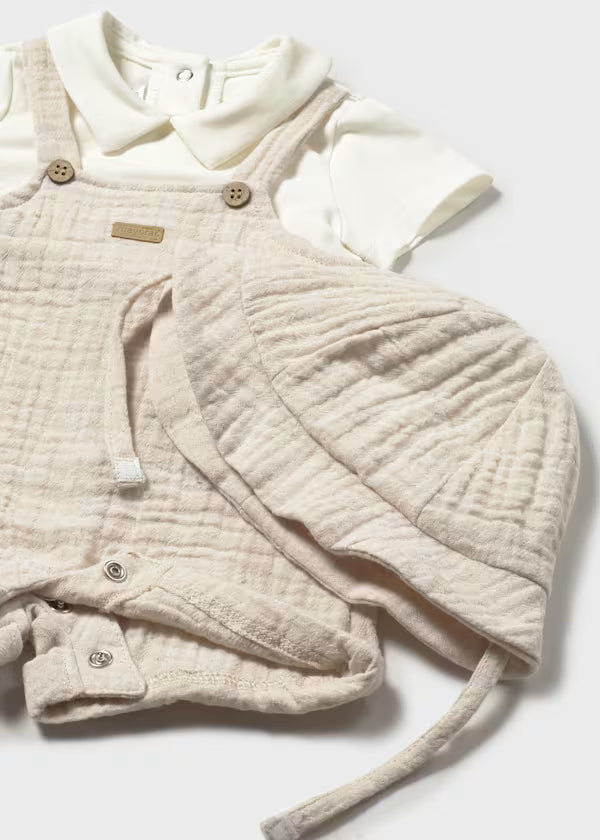 Mayoral Wheat Collared Romper & Hat