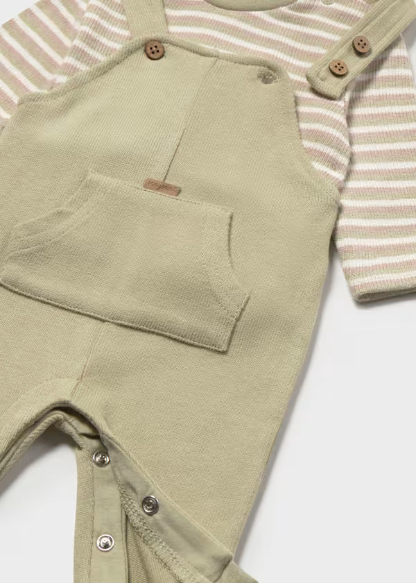 Mayoral Bayleaf Stripe Overall Set