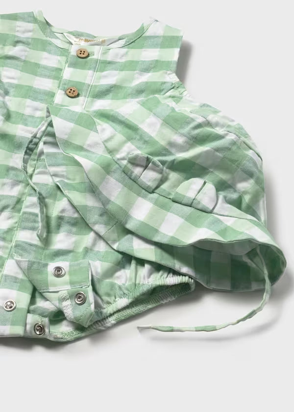 Mayoral Apple Check Romper & Hat