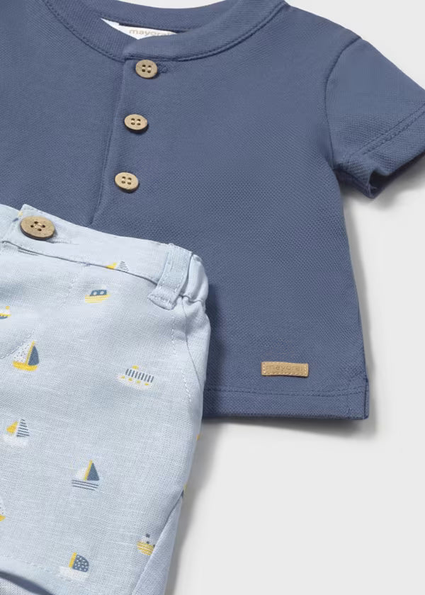 Mayoral Blue Sailboat Short Set