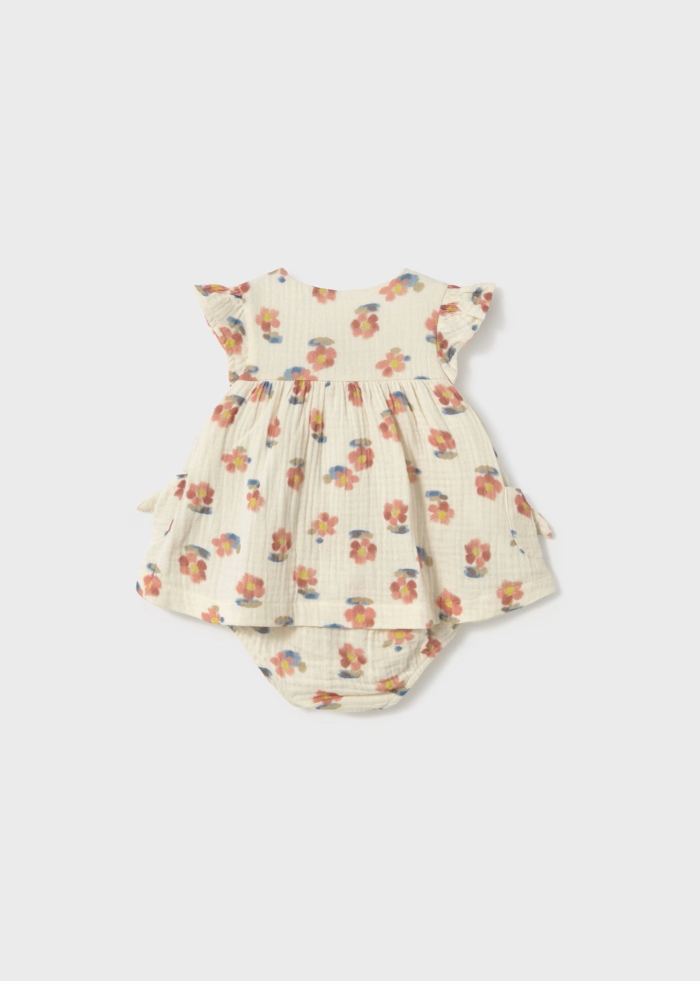 Mayoral Peach Floral Button Dress
