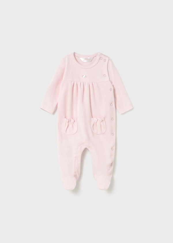 Mayoral Baby Pink Velour Footie