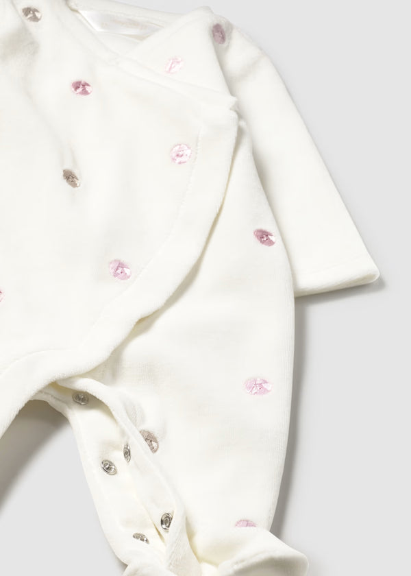 Mayoral Velour Polka Dot Footie