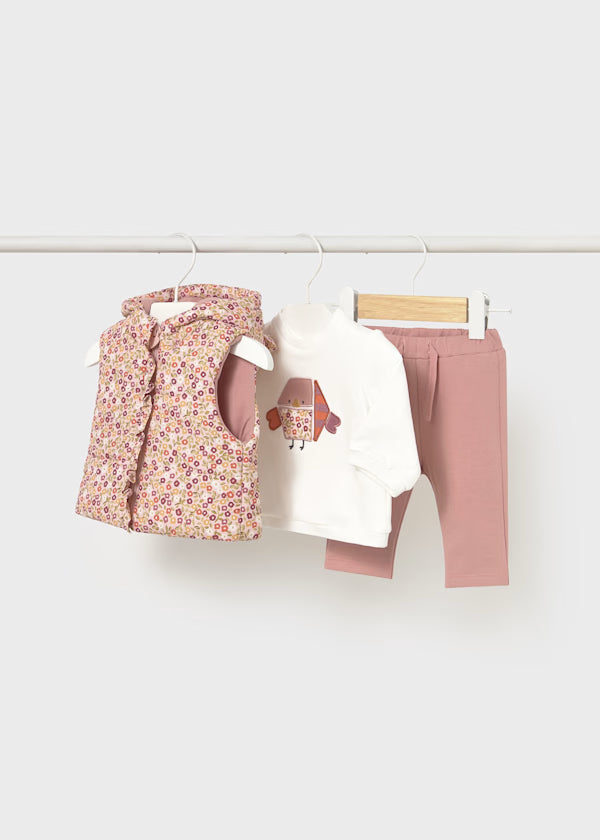 Mayoral Floral Puffer Vest Outfit