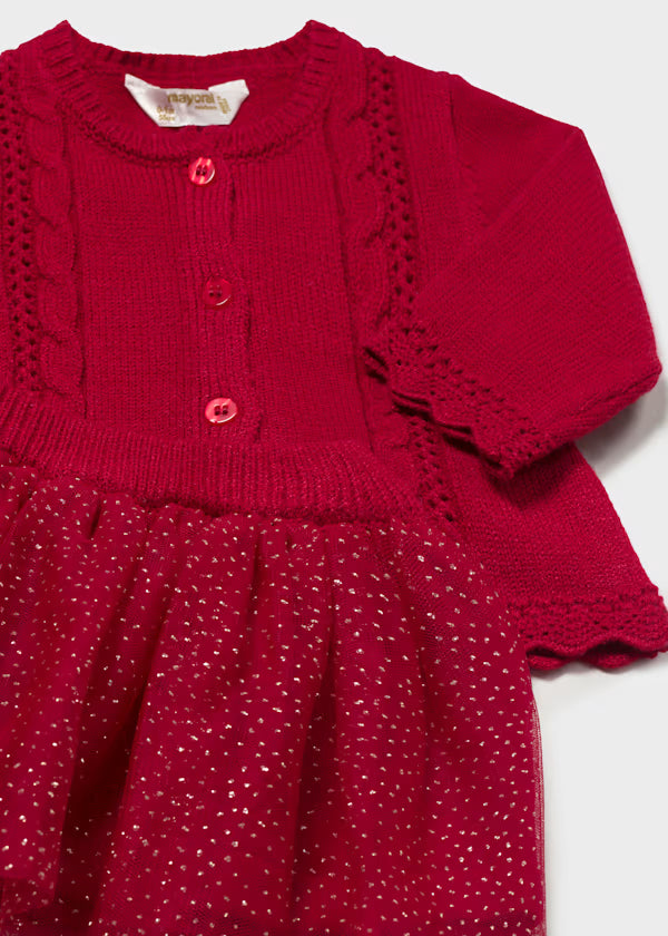 Mayoral Red Tulle Glitter Tutu Set