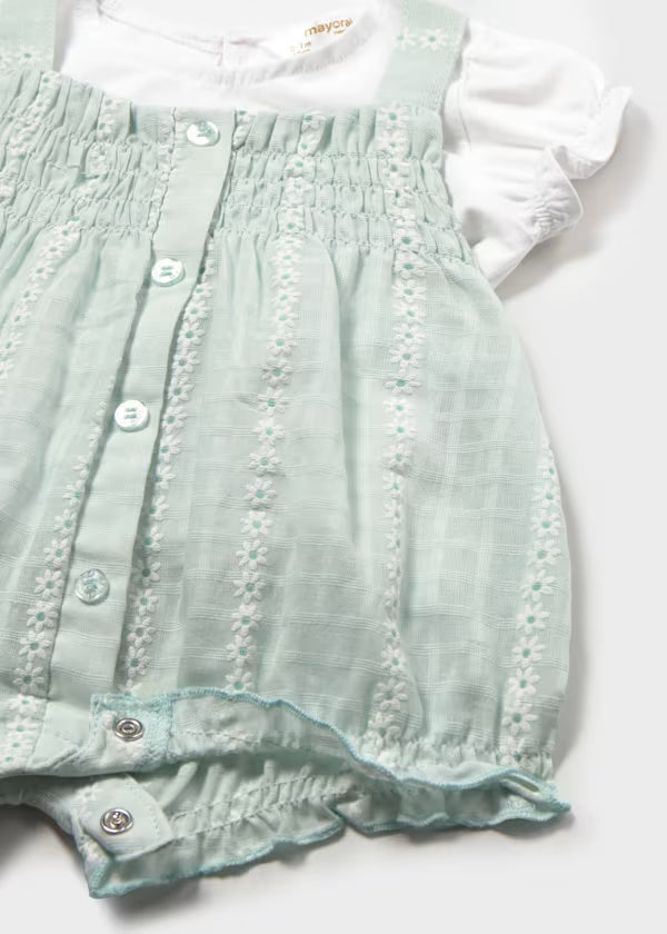 Mayoral Mint Flower Overall