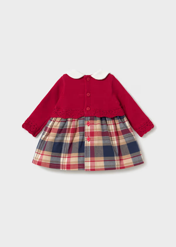 Mayoral Red Sweater Plaid Dress